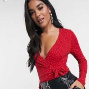 Boohoo wrap tie body suit